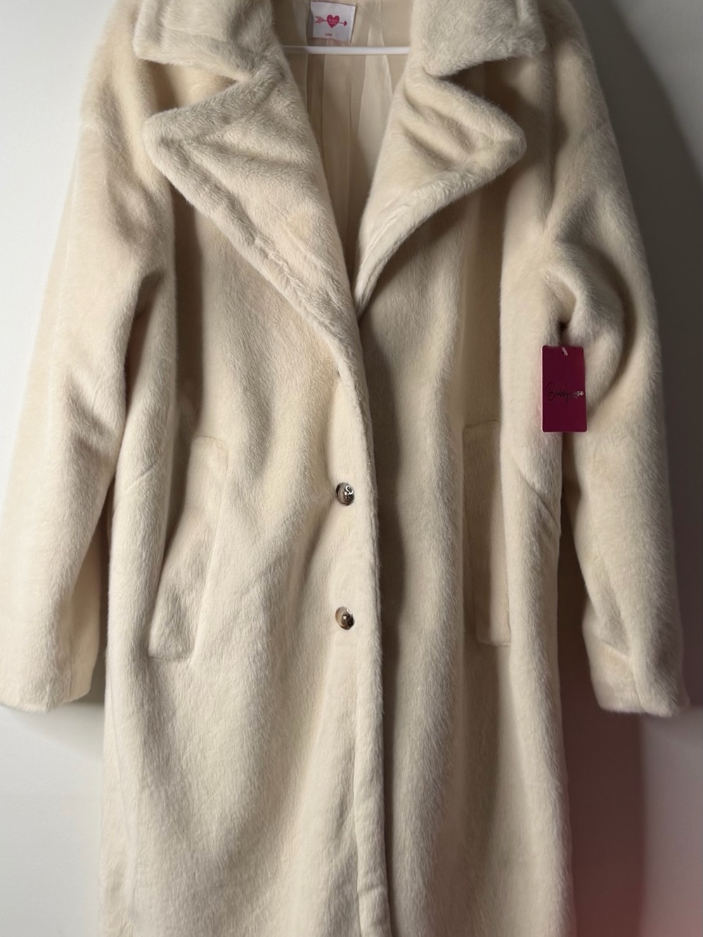 Buddy Love Cream Faux Fur Long Coat